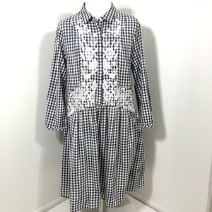 Philosophy checkered long sleeve embroidered dress